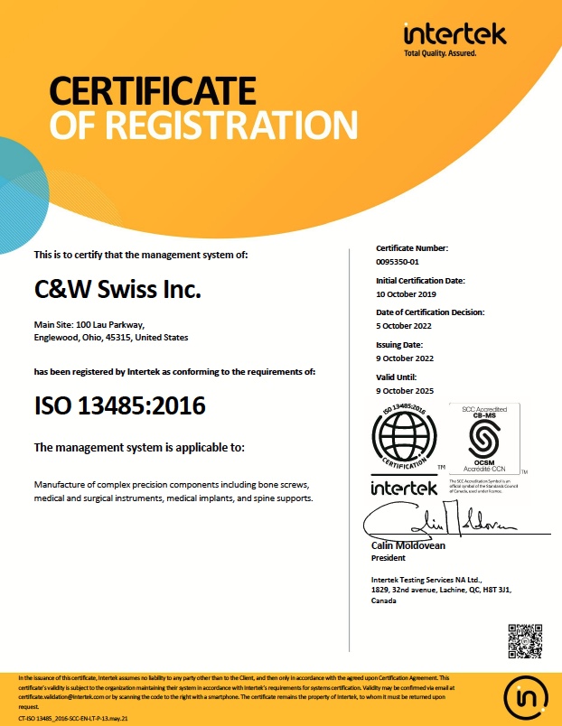 ISO 13485:2003 Certified